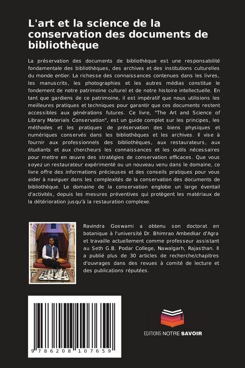 Produktbild: L'art et la science de la conservation des documents de biblioth&egrave;que