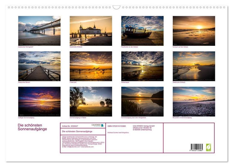 Produktbild: Die sch&ouml;nsten Sonnenaufg&auml;nge (Wandkalender 2026 DIN A2 quer), CALVENDO Monatskalender