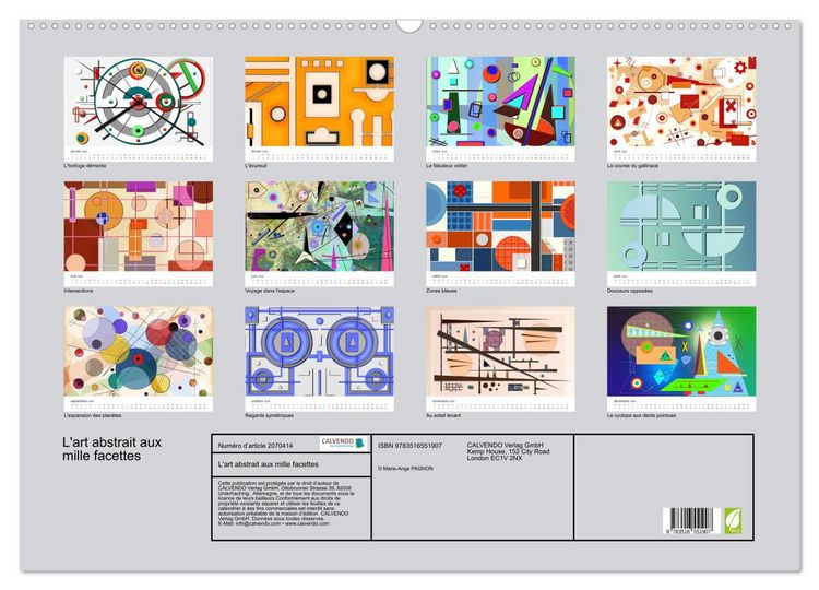 Produktbild: L'art abstrait aux mille facettes (Calendrier mural 2026 DIN A2 vertical), CALVENDO calendrier mensuel