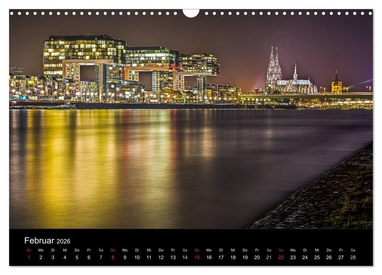 Produktbild: K&ouml;ln Impressionen bei Nacht (Wandkalender 2026 DIN A3 quer), CALVENDO Monatskalender