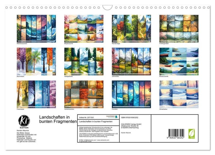 Produktbild: Landschaften in bunten Fragmenten (Wandkalender 2026 DIN A3 quer), CALVENDO Monatskalender