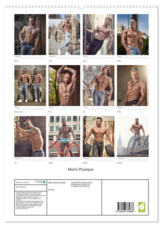 Produktbild: Men's Physique (hochwertiger Premium Wandkalender 2026 DIN A2 hoch), Kunstdruck in Hochglanz