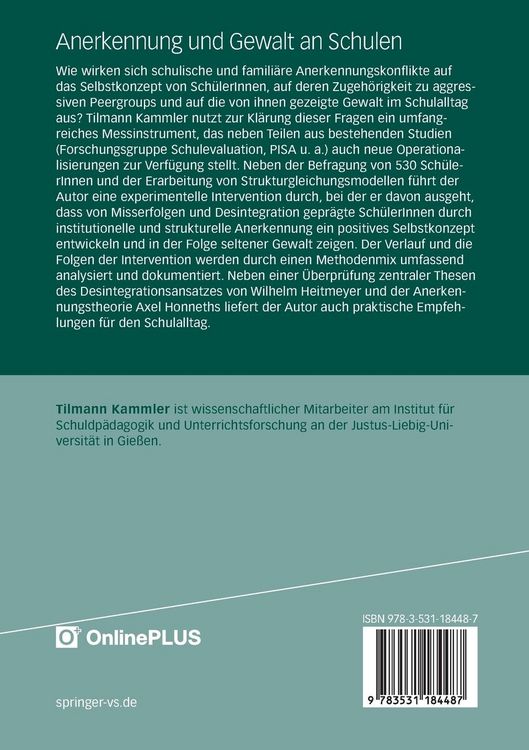 Produktbild: Anerkennung und Gewalt an Schulen