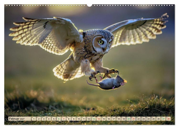 Produktbild: Eulen - furchtlos und elegant (Wandkalender 2027 DIN A2 quer), CALVENDO Monatskalender