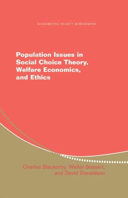 Produktbild: Population Issues in Social Choice Theory, Welfare Economics, and Ethics