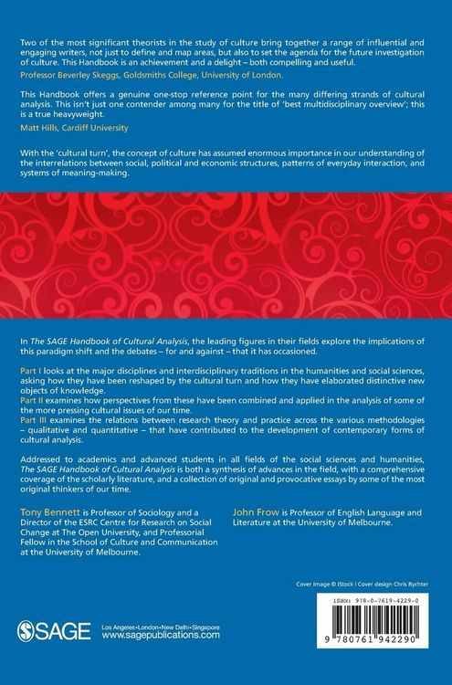 Produktbild: The SAGE Handbook of Cultural Analysis