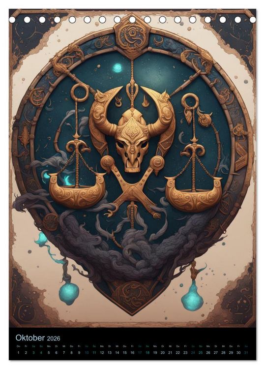 Produktbild: Sternzeichen Nordische Mythology (Tischkalender 2026 DIN A5 hoch), CALVENDO Monatskalender