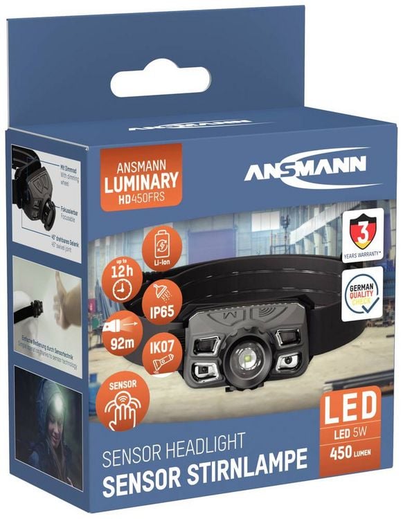 Produktbild: Ansmann HD450FRS LED Stirnlampe akkubetrieben 450lm 12h 1600-0528