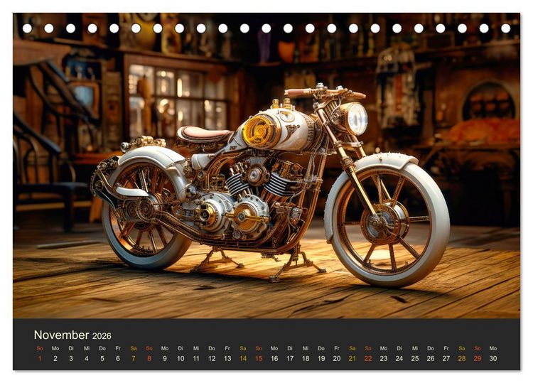 Produktbild: Steampunk Motorr&auml;der (Tischkalender 2026 DIN A5 quer), CALVENDO Monatskalender