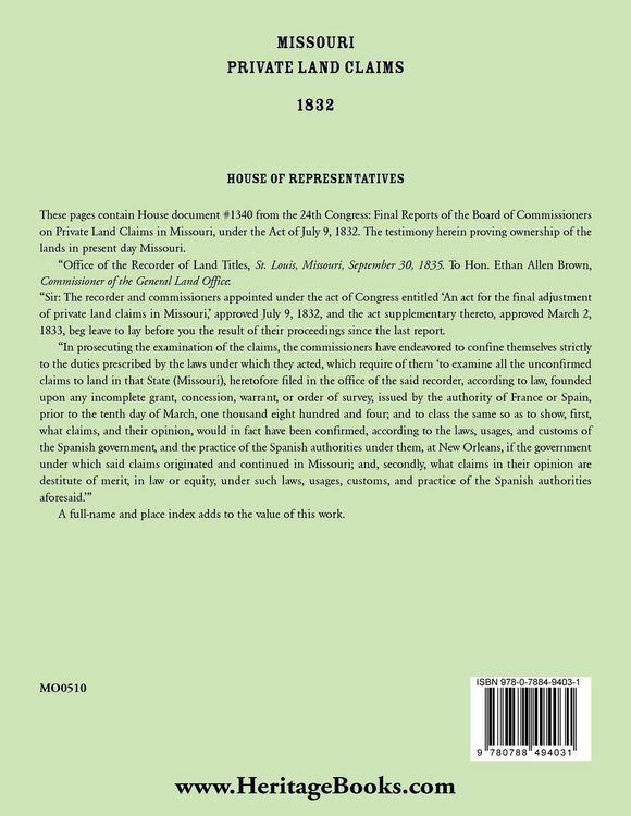 Produktbild: Missouri Private Land Claims, 1832