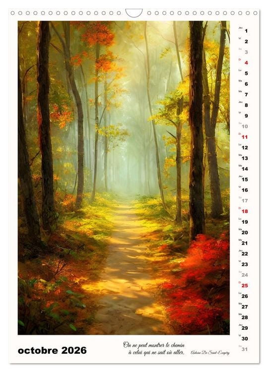 Produktbild: Chemins de fantaisie (Calendrier mural 2026 DIN A3 horizontal), CALVENDO calendrier mensuel