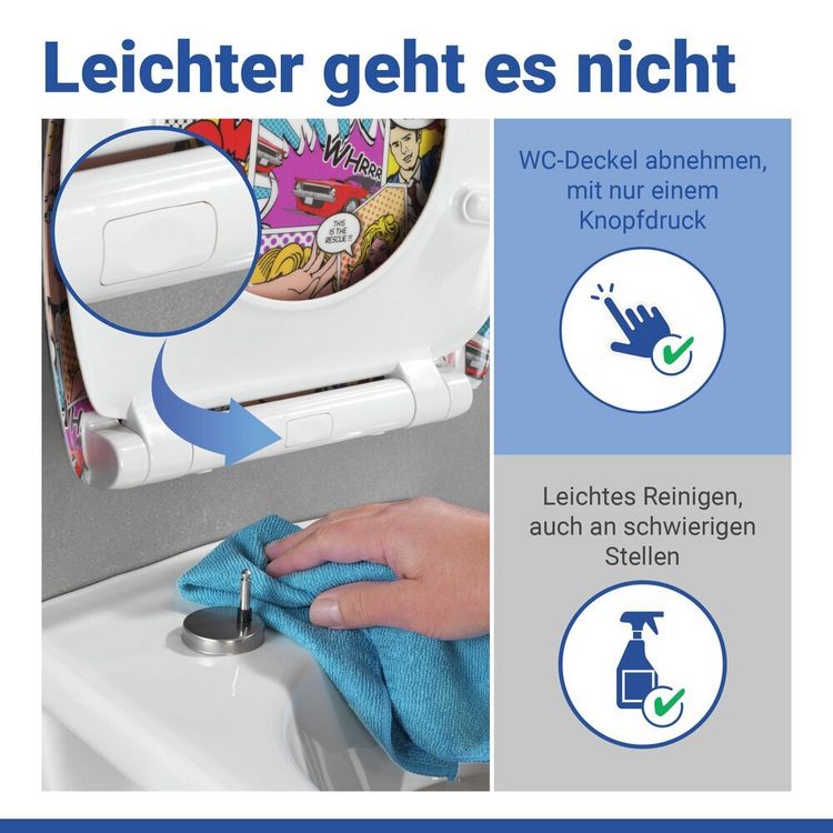 Produktbild: WC Sitz Mod. Pop-Art, Toilettendeckel mit Motiv und Absenkautomatik