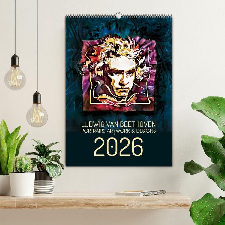 Produktbild: Ludwig van Beethoven - Portraits, Artworks und Designs (Wandkalender 2026 DIN A2 hoch), CALVENDO Monatskalender