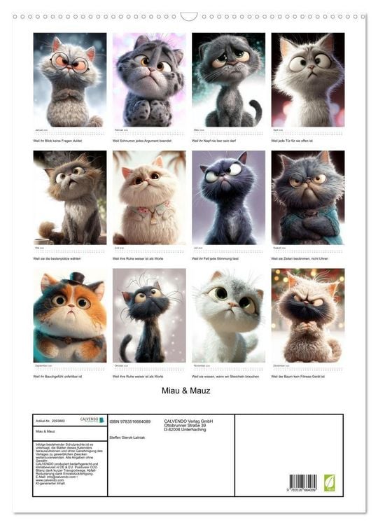 Produktbild: Miau & Mauz (Wandkalender 2026 DIN A2 hoch), CALVENDO Monatskalender