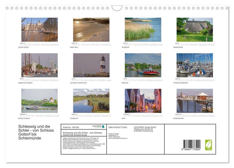 Produktbild: Schleswig und die Schlei - von Schloss Gottorf bis Schleim&uuml;nde (Wandkalender 2026 DIN A3 quer), CALVENDO Monatskalender