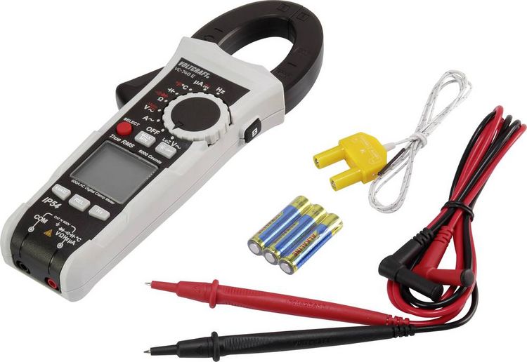 Produktbild: VOLTCRAFT VC-740 E Stromzange, Hand-Multimeter digital Spritzwassergesch&uuml;tzt (IP54) CAT IV 600 V Anzeige (Counts): 6000