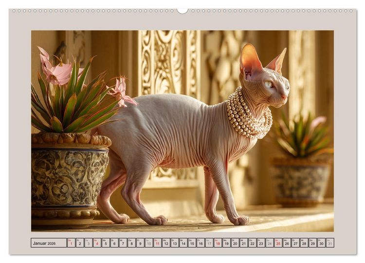Produktbild: Sphinx Katzen. Eleganz auf leisen Pfoten (hochwertiger Premium Wandkalender 2026 DIN A2 quer), Kunstdruck in Hochglanz