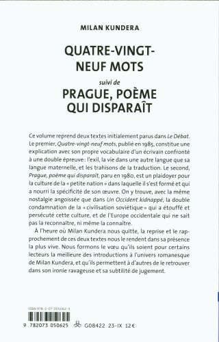 Produktbild: Quatre-vingt neuf mots. Suivi de Prague, po&egrave;me qui dispara&icirc;t