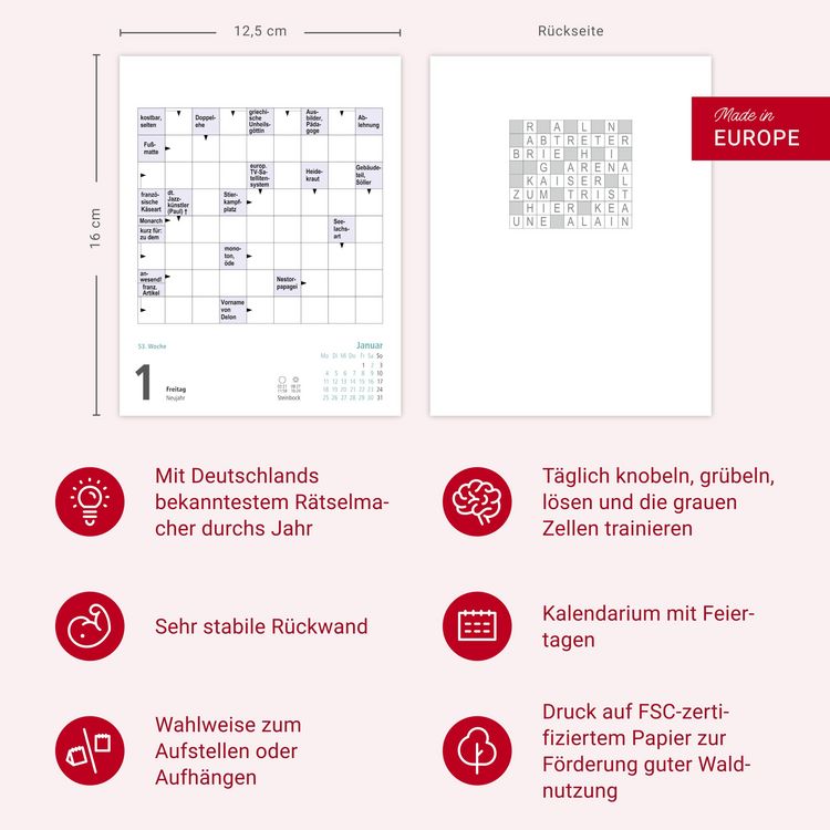Produktbild: Stefan Heine Kreuzwortr&auml;tsel Tagesabrei&szlig;kalender 2027