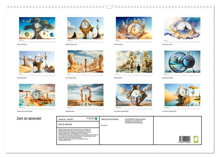 Produktbild: Zeit ist abstrakt (Wandkalender 2026 DIN A2 quer), CALVENDO Monatskalender