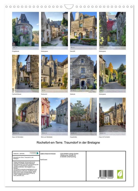 Produktbild: Rochefort-en-Terre. Traumdorf in der Bretagne (Wandkalender 2026 DIN A3 hoch), CALVENDO Monatskalender