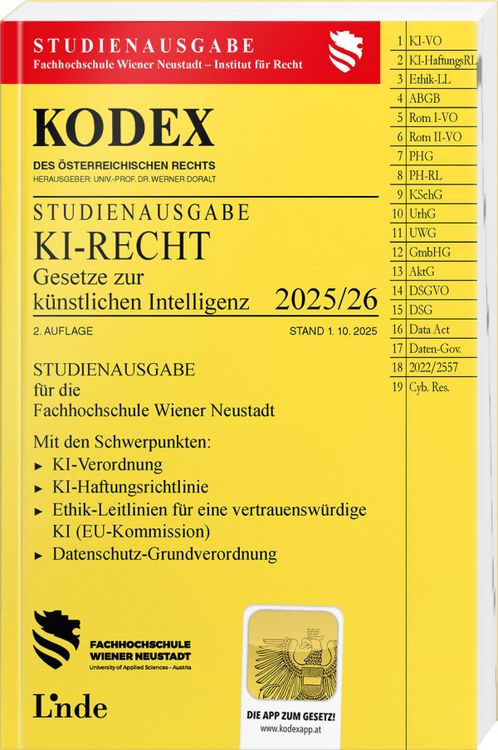 Produktbild: KODEX Studienausgabe KI-Recht 2025/26