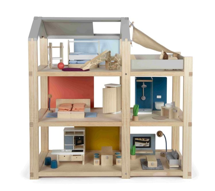 Produktbild: Puppenhaus Natur mit M&ouml;beln