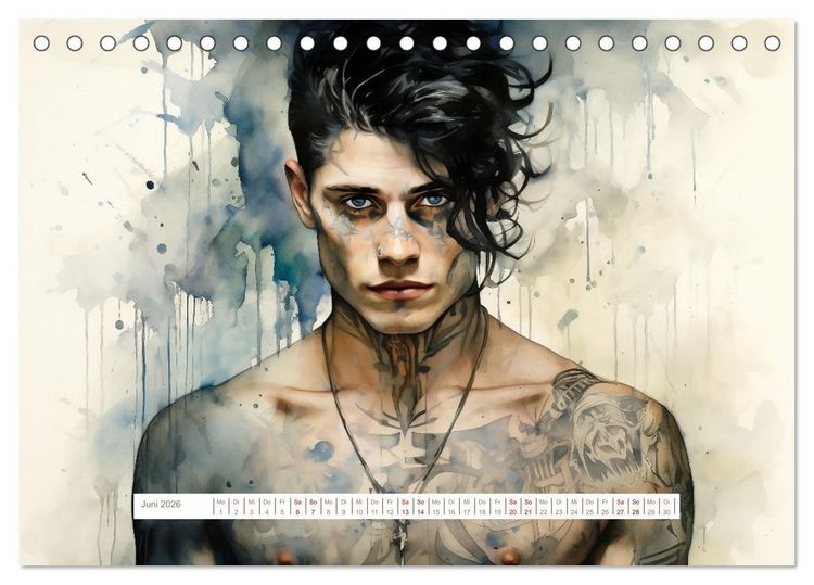 Produktbild: Tattoo trifft Kunst (Tischkalender 2026 DIN A5 quer), CALVENDO Monatskalender