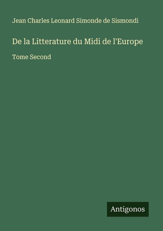 Produktbild: De la Litterature du Midi de l'Europe