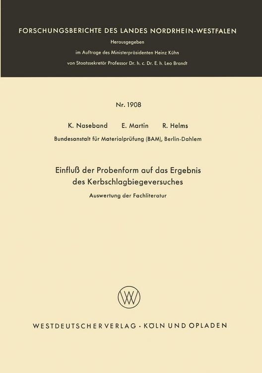 Produktbild: Einflu&szlig; der Probenform auf das Ergebnis des Kerbschlagbiegeversuches