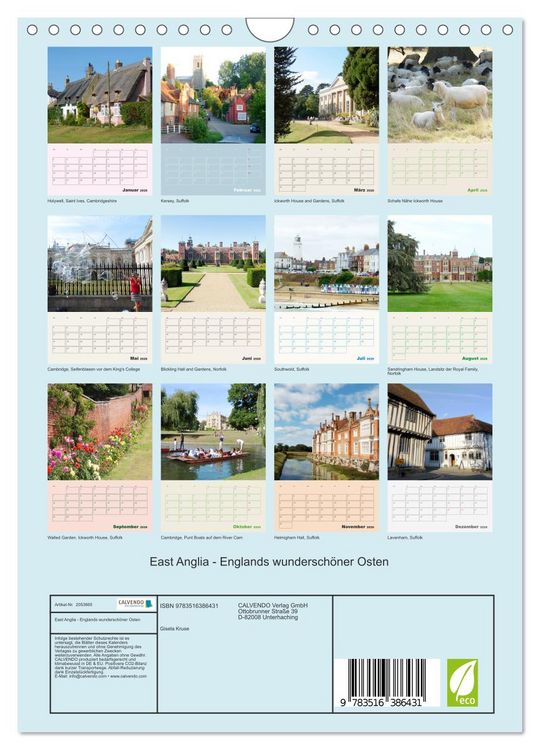 Produktbild: East Anglia - Englands wundersch&ouml;ner Osten (Wandkalender 2026 DIN A4 hoch), CALVENDO Monatskalender