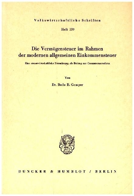 Produktbild: Die Verm&ouml;gensteuer im Rahmen der modernen allgemeinen Einkommensteuer.