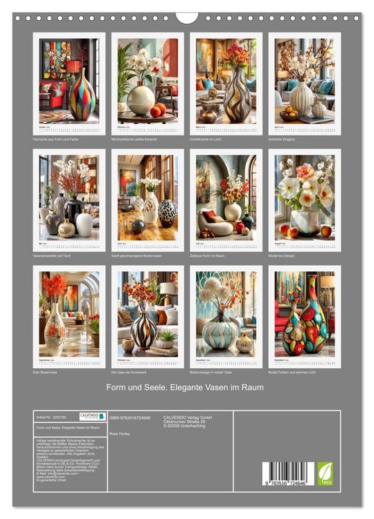 Produktbild: Form und Seele. Elegante Vasen im Raum (Wandkalender 2026 DIN A3 hoch), CALVENDO Monatskalender