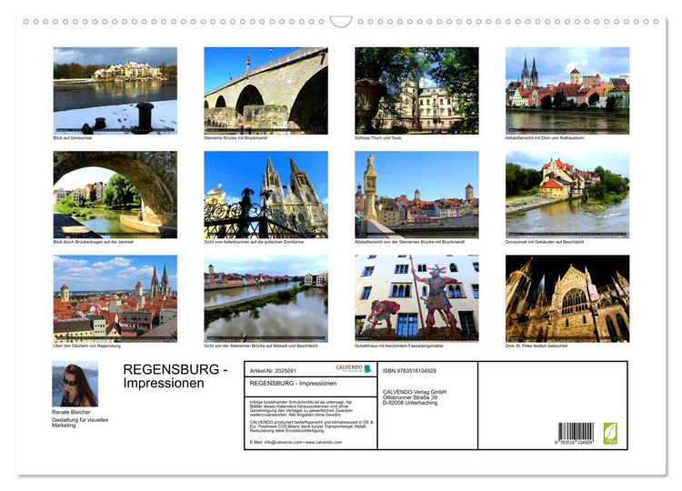 Produktbild: REGENSBURG - Impressionen (Wandkalender 2026 DIN A2 quer), CALVENDO Monatskalender