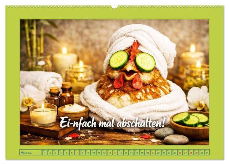 Produktbild: Ei-n Jahr voller Spa&szlig;! - Humor, Herz und H&uuml;hnerei (hochwertiger Premium Wandkalender 2027 DIN A2 quer), Kunstdruck in Hochglanz