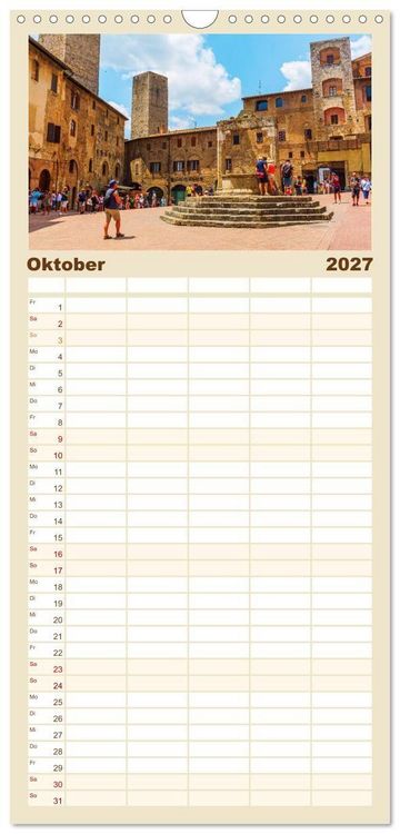 Produktbild: Familienplaner 2027 - San Gimignano, die Stadt der T&uuml;rme mit 5 Spalten (Wandkalender, 21 x 45 cm) CALVENDO