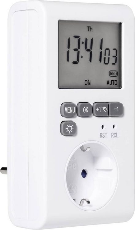 Produktbild: Sygonix SY-3057190 Steckdosen-Zeitschaltuhr digital Wochenprogramm 3680 W IP20 Countdown-Funktion, Timer-Funktion