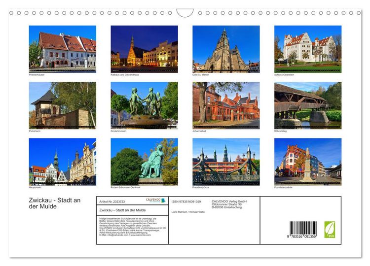 Produktbild: Zwickau - Stadt an der Mulde (Wandkalender 2026 DIN A3 quer), CALVENDO Monatskalender