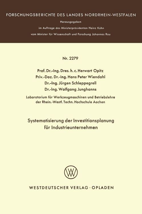 Produktbild: Systematisierung der Investitionsplanung f&uuml;r Industrieunternehmen