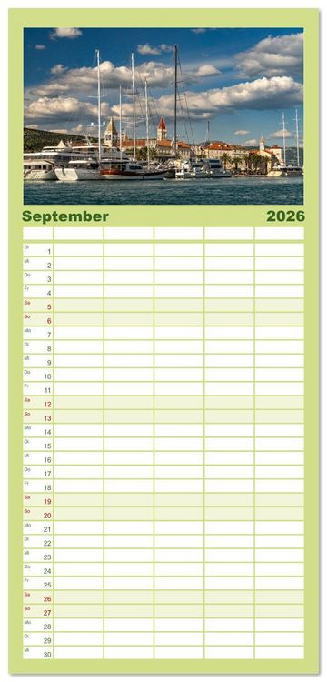 Produktbild: Familienplaner 2026 - Kroatien - Welterbe Trogir mit 5 Spalten (Wandkalender, 21 x 45 cm) CALVENDO