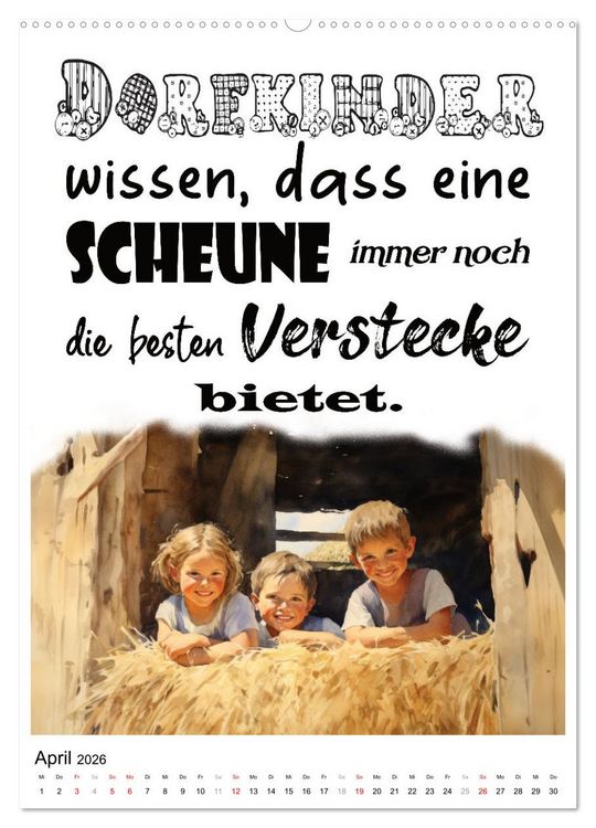 Produktbild: Dorfkinder und stolz darauf (hochwertiger Premium Wandkalender 2026 DIN A2 hoch), Kunstdruck in Hochglanz