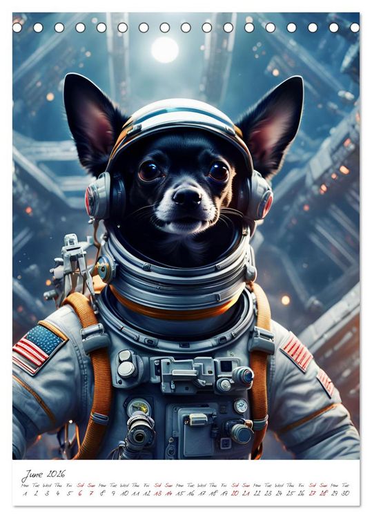 Produktbild: Chihuahua Adventure in Space (Desk Calendar 2026 DIN A5 portrait), CALVENDO 12 Month DeskCalendar