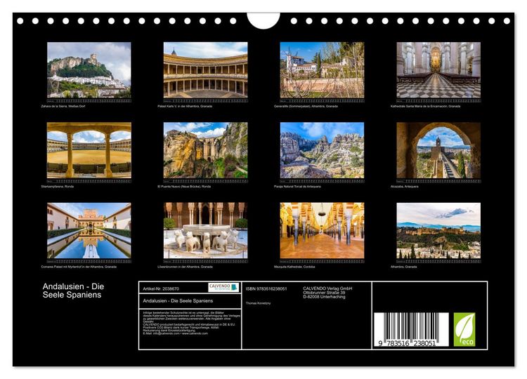 Produktbild: Andalusien - Die Seele Spaniens (Wandkalender 2026 DIN A4 quer), CALVENDO Monatskalender