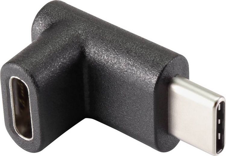 Produktbild: Renkforce USB 3.2 Gen 2 (USB 3.1 Gen 2) Adapter [1x USB-C&reg; Stecker - 1x USB-C&reg; Buchse] 90&deg; nach oben gewinkelt