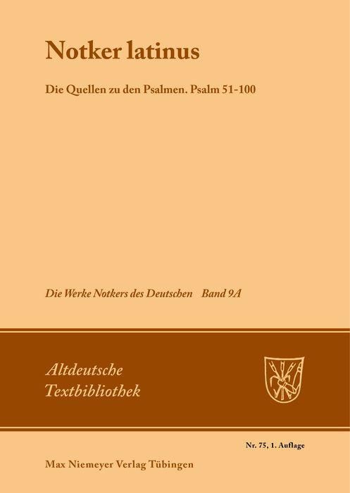 Produktbild: Notker latinus. Die Quellen zu den Psalmen