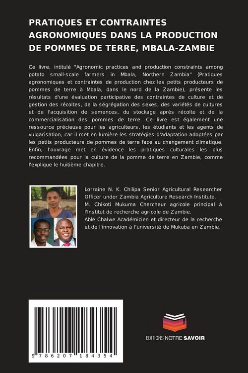 Produktbild: PRATIQUES ET CONTRAINTES AGRONOMIQUES DANS LA PRODUCTION DE POMMES DE TERRE, MBALA-ZAMBIE