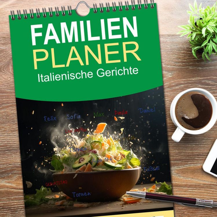 Produktbild: Familienplaner 2026 - Italienische Gerichte mit 5 Spalten (Wandkalender, 21 x 45 cm) CALVENDO