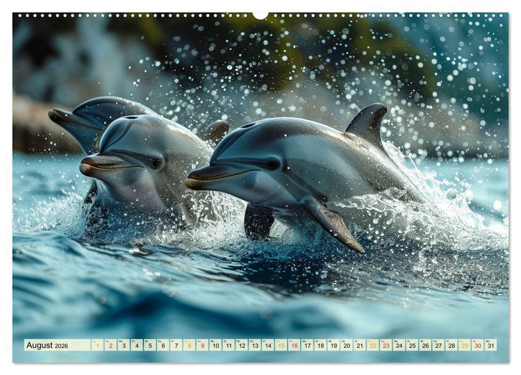 Produktbild: Delfine - schlaue J&auml;ger (hochwertiger Premium Wandkalender 2026 DIN A2 quer), Kunstdruck in Hochglanz