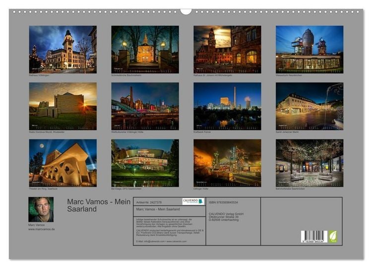 Produktbild: Marc Vamos - Mein Saarland (Wandkalender 2027 DIN A2 quer), CALVENDO Monatskalender