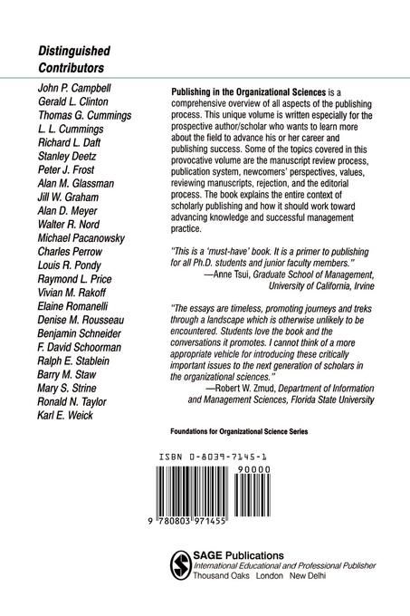 Produktbild: Publishing in the Organizational Sciences